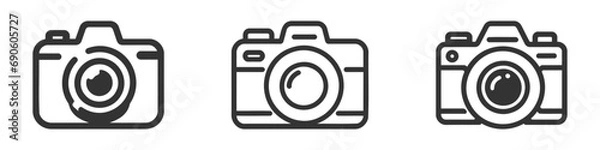 Fototapeta Pack of Camera Icons and Camera on White Background. Icon set, collection