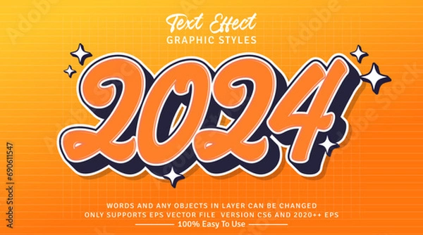 Fototapeta 2024 3d Text Style Effect