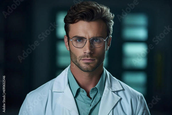 Fototapeta Generative ai picture of professional doctor in white uniform