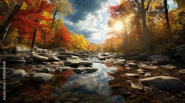 Obraz Golden Autumn Vibes: Scenic Landscape for Desktop Wallpaper and Backdrop