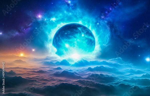 Obraz Holding dwarf fading star space nebula heaven clouds