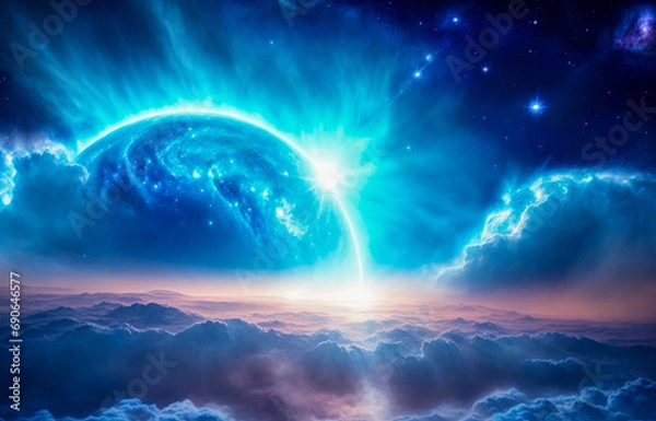 Obraz Holding dwarf fading star space nebula heaven clouds