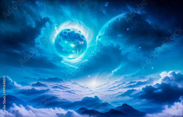 Obraz Holding dwarf fading star space nebula heaven clouds