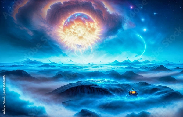 Obraz Holding dwarf fading star space nebula heaven clouds