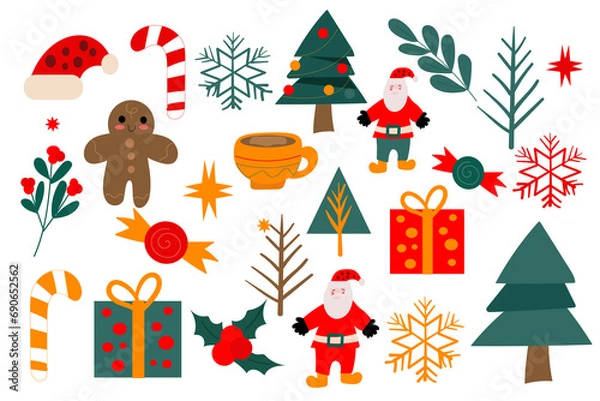 Fototapeta set of christmas elements