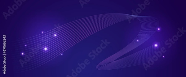 Fototapeta Blue and purple violet vector tech line banner vector illustration. Modern shiny lines futuristic technology concept. Suit for poster, banner, brochure, corporate, website