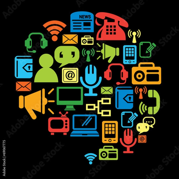 Fototapeta Communication Icons in Conversation Shape