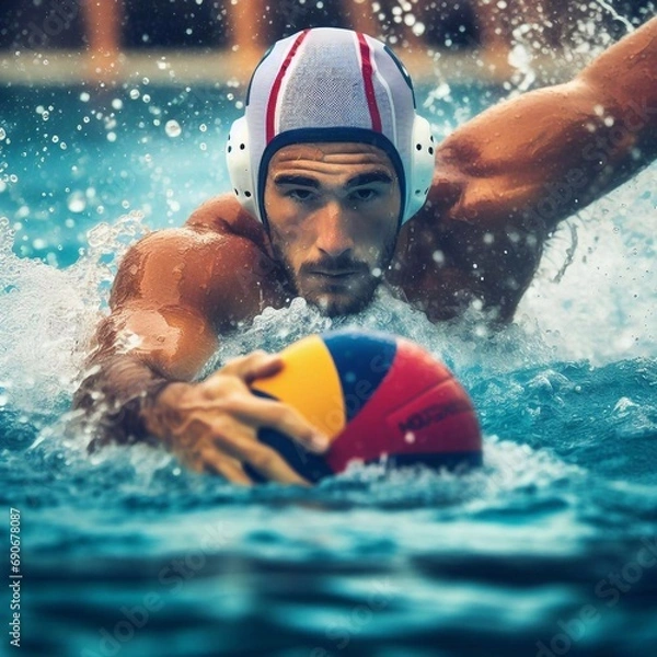 Fototapeta player in professional water polo game match