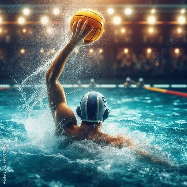 Obraz player in professional water polo game match