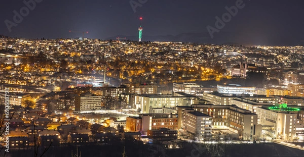 Obraz View of Trondheim city at night