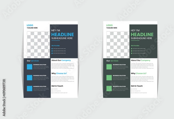 Fototapeta perfect for creative professional business, a bundle of 2 templates of a4 flyer template Corporate business flyer template design editable vector template design 