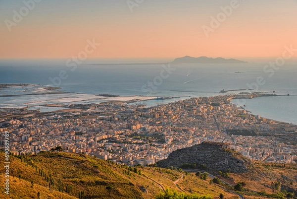 Fototapeta Panorama of Trapani from Erice