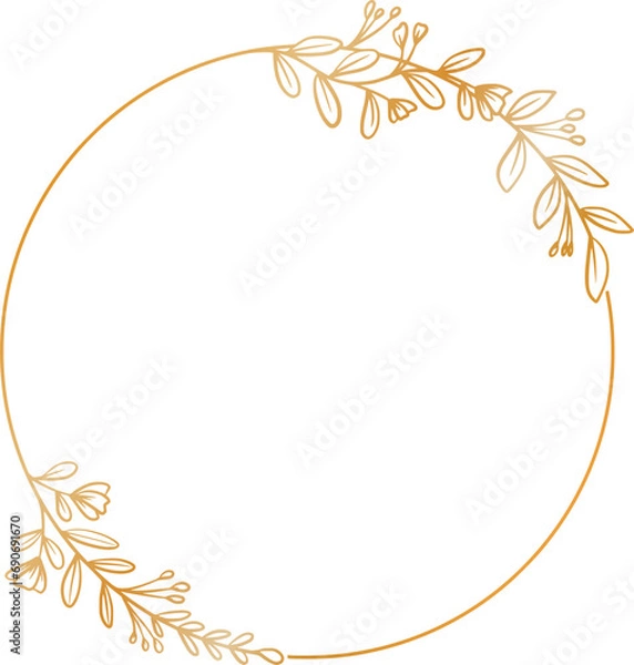 Obraz Luxury gold circle floral frame