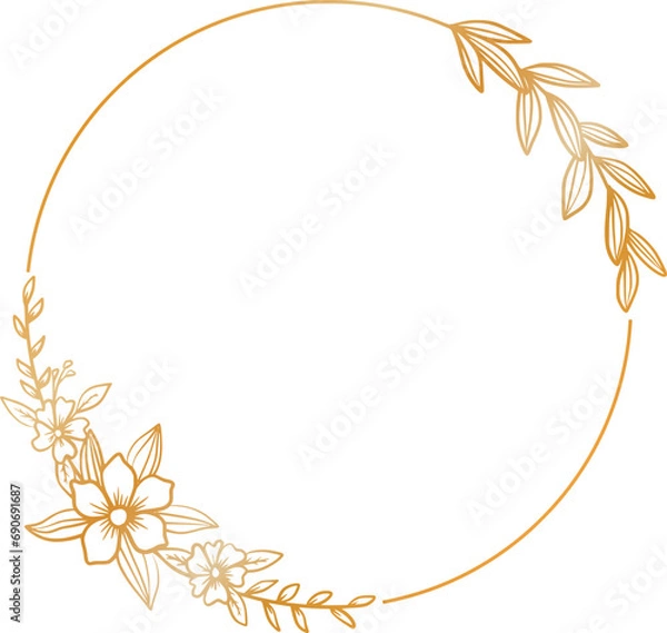 Obraz Luxury gold circle floral frame