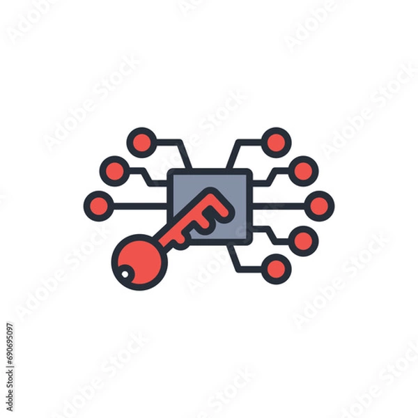 Fototapeta Encryption icon. vector.Editable stroke.linear style sign for use web design,logo.Symbol illustration.