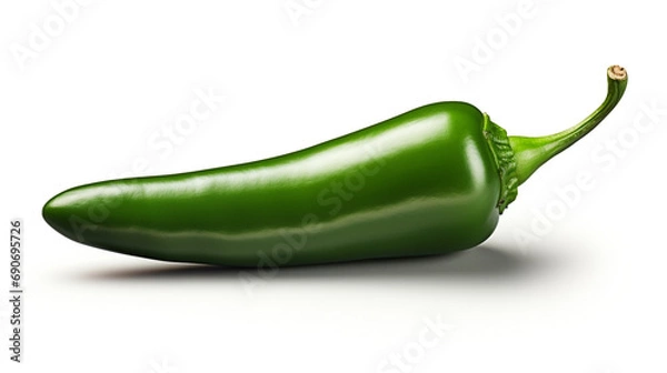 Obraz Green chili pepper jalapeno on white copy space created with Generative Ai