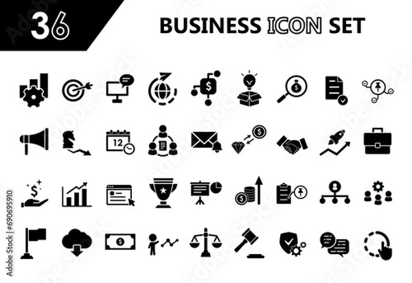 Fototapeta Business icon  collection, financial,  flat design, Management