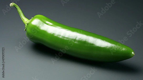 Obraz Green chili pepper jalapeno on white copy space created with Generative Ai