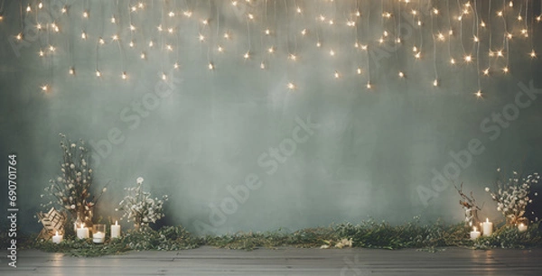 Fototapeta Pendant lights on a wall with space for text