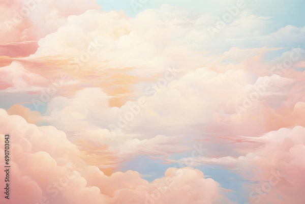 Fototapeta Clouds levitating on a light blue sky