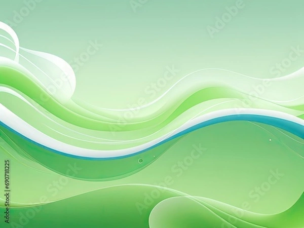 Fototapeta Waves and light vector illustration on a green background in a free vector abstract background