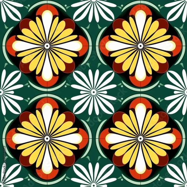 Fototapeta Seamless background with vivid floral patterns decorative pattern repeating