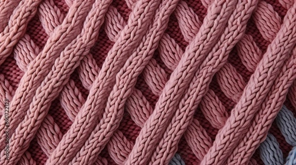 Fototapeta Pink Knitted Wool Closeup Background. Knitted Texture. Knit Fabric Texture, Wool Knitted pattern