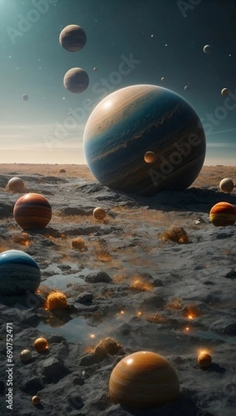 Fototapeta An Artistic Representation of the Planets in Our Solar System