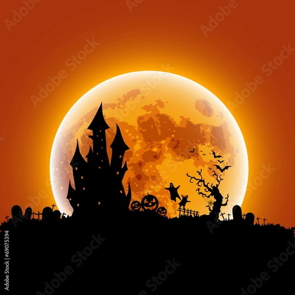 Obraz Happy Halloween message design background, vector illustration