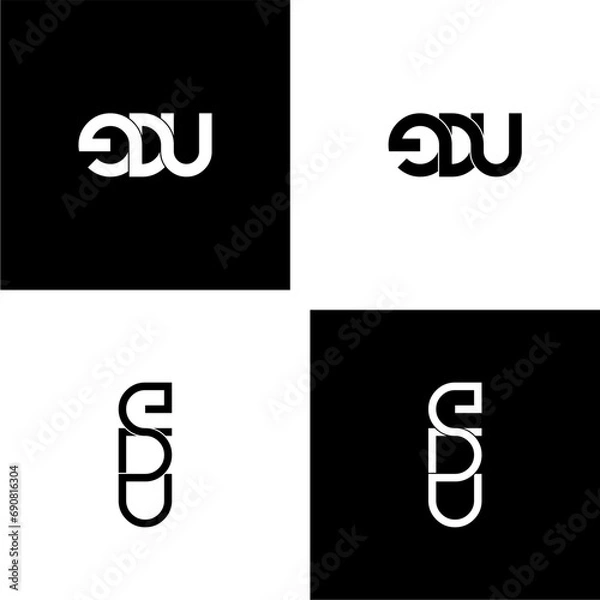 Fototapeta edu typography letter monogram logo design set
