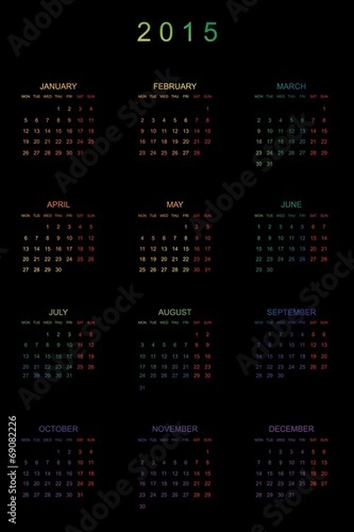 Fototapeta Calendar Illustration for the year of 2015