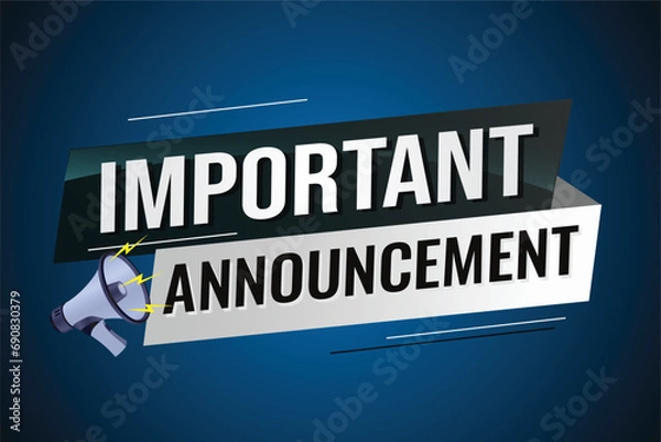 Obraz important announcement word concept vector illustration lines modern futuristic 3d style for landing page template ui web mobile app poster banner flyer background gift card coupon label wallpaper	
