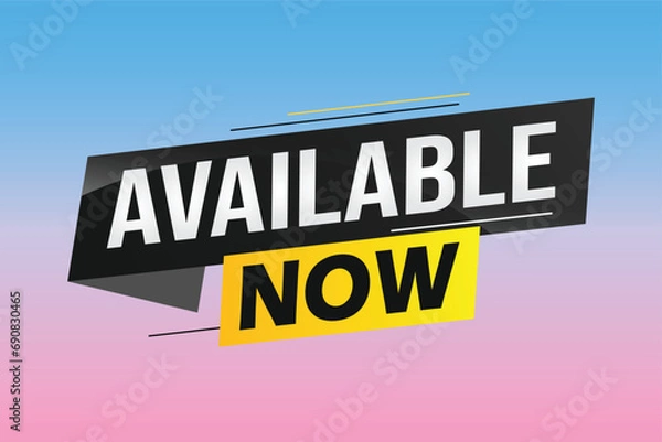 Obraz available now word concept vector illustration with lines 3d style for social media landing page, template, ui, web, mobile app, poster, banner, flyer, background, gift card, coupon, label, wallpaper	