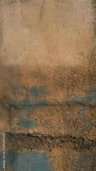 Fototapeta old surface of a wall with some faded blue paint