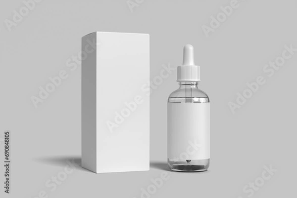 Fototapeta Dropper Bottle and Box Blank Mockup