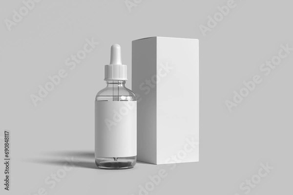 Fototapeta Dropper Bottle and Box Blank Mockup