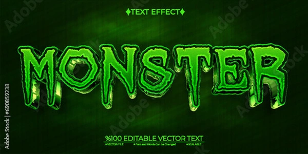Obraz  Creepy and Spooky Monster Editable Vector 3D Text Effect