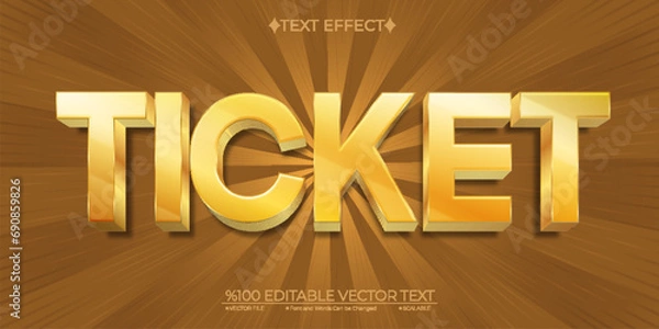 Obraz Gold Ticket Editable Vector 3D Text Effect
