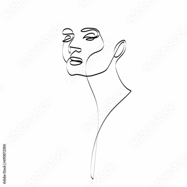 Fototapeta One line drawing of a woman's face. Vector illustration for your design
