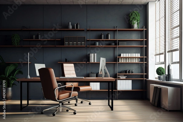 Fototapeta Minimalistic office space, modern architecture