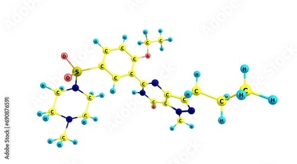 Obraz Sildenafil molecular structure isolated on white