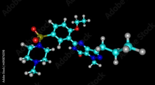 Obraz Sildenafil molecular structure isolated on black
