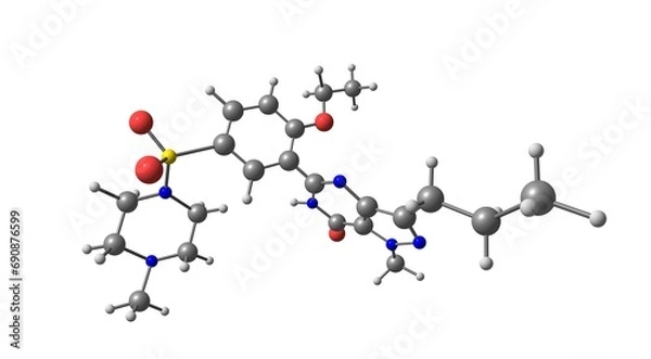 Fototapeta Sildenafil molecular structure isolated on white