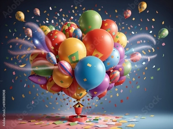 Fototapeta balloons and confetti on the stage