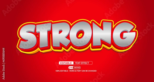 Fototapeta Strong 3D Editable Text Effect Vector Template 