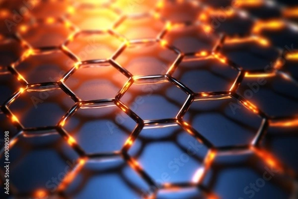 Obraz Graphene Hexagonal Atomic Connection Science Technology, Generative AI 