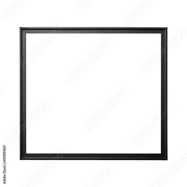 Fototapeta Black metal frame photo with empty blank canvas. PNG cut out Isolated on transparent background