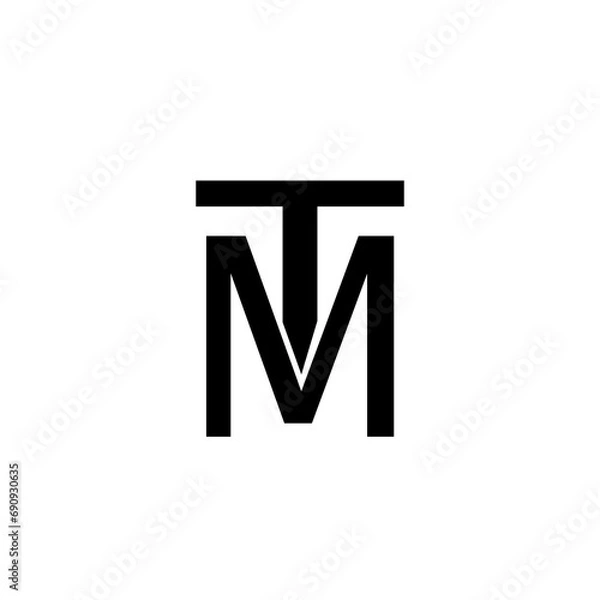 Fototapeta TM letter calligraphic Minimal monogram emblem style vector logo