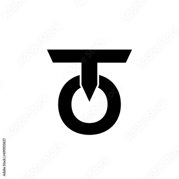 Fototapeta TO letter calligraphic Minimal monogram emblem style vector logo