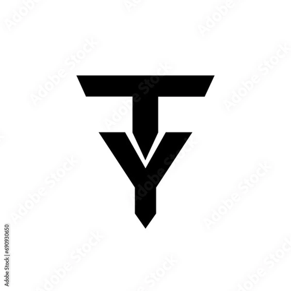 Fototapeta TY letter calligraphic Minimal monogram emblem style vector logo